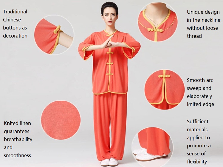 Tai Chi Clothing Half-sleeve Casual Style Orange